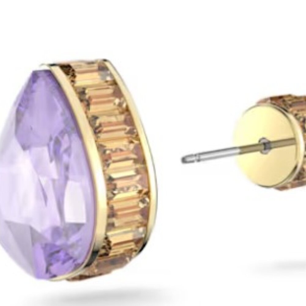 Swarovski Chroma Stud Earrings Set Drop Cut, Multi Color, Gold-Tone Plated
